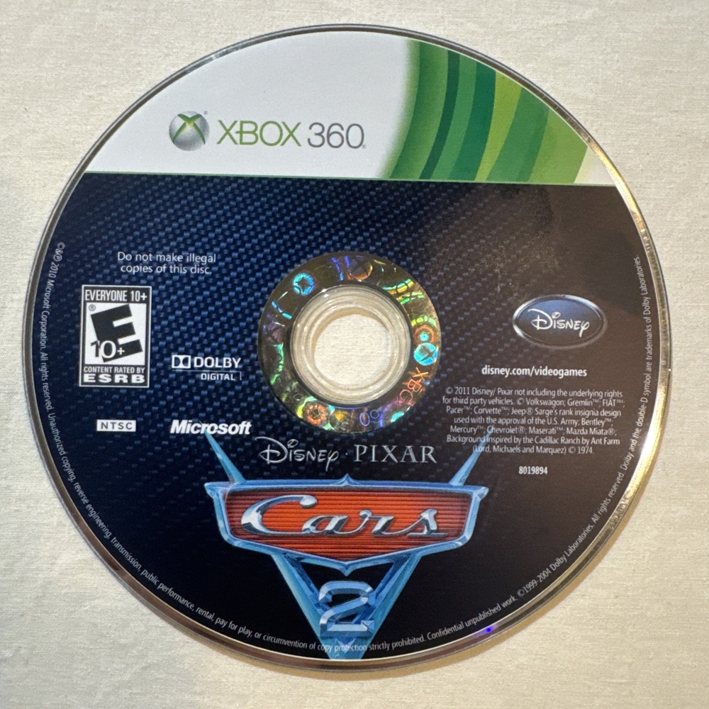 Cars 2: The Video Game (Microsoft Xbox 360, 2011) Disc Only